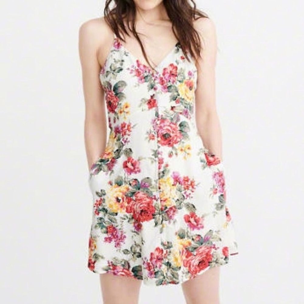 Abercrombie & Fitch Floral Button Front Mini Dress with Pockets Size Small